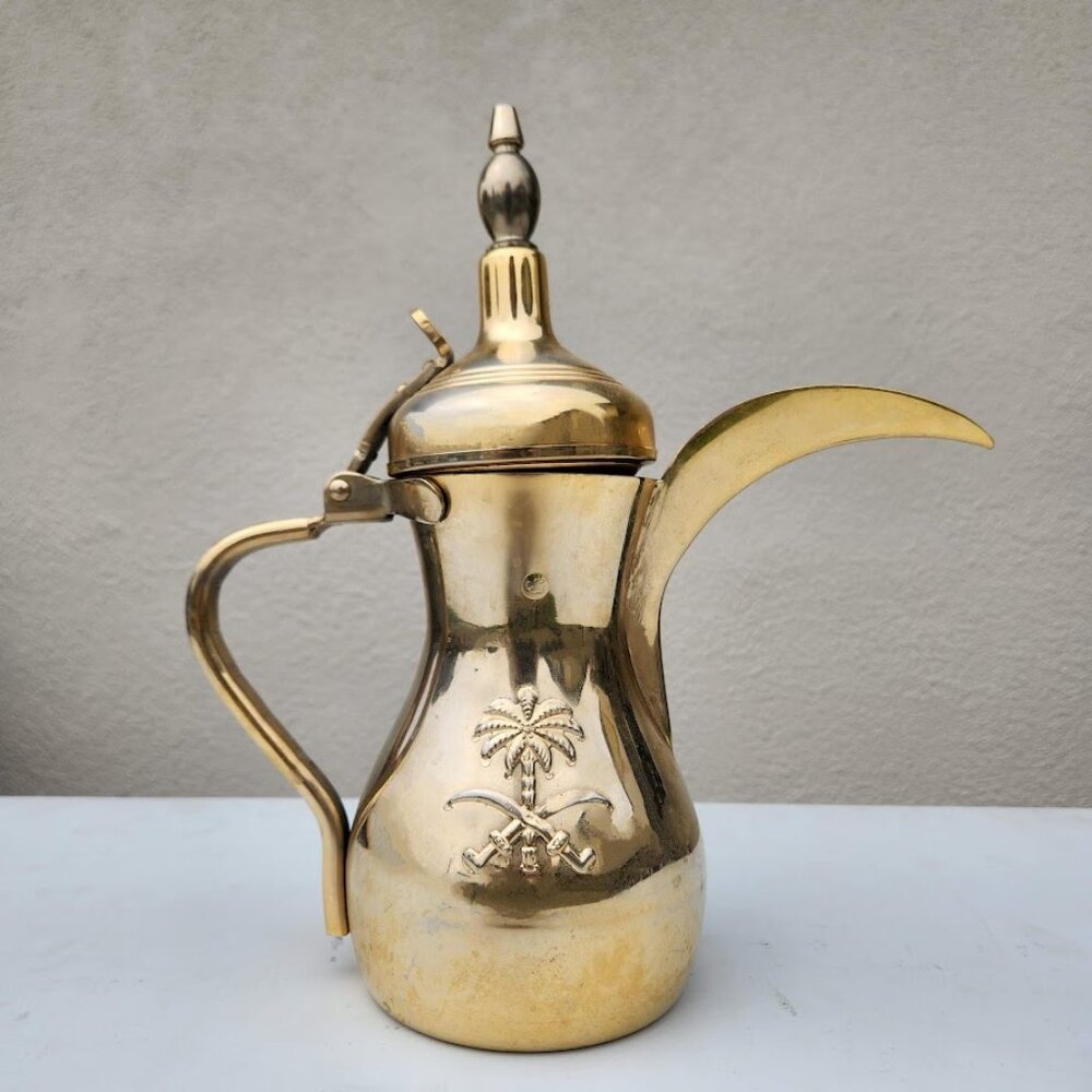 Vintage Arabic Coffee Tea Kettle Tea Pot Teapot Stainless Steel Dallah Gold